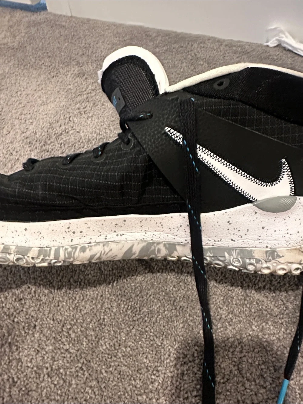 Nike Black/White Kevin Durant Basketball Sneakers with Teal Accents